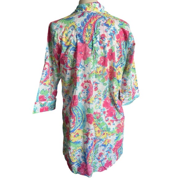 Lauren Ralph Lauren Womens Floral Sleep Shirt Size L Button Front Cotton Pajamas - Picture 3 of 7